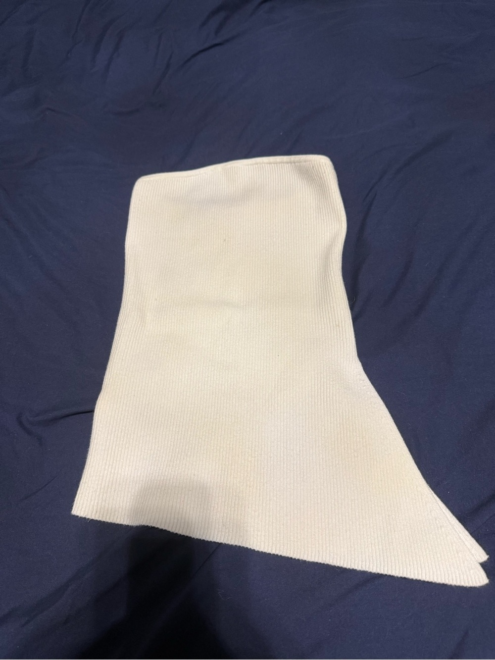 Wilfred Cream Ribbed Knit Strapless Top